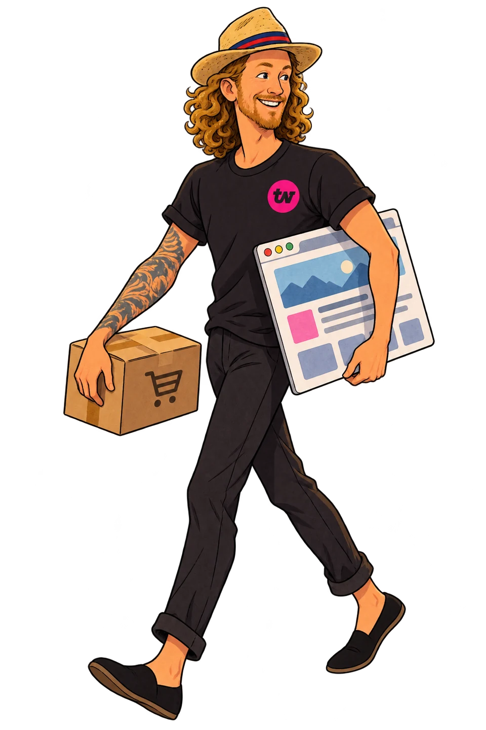 Timo 2D · gezeichnetes Adventure: Trägt Website und Shop