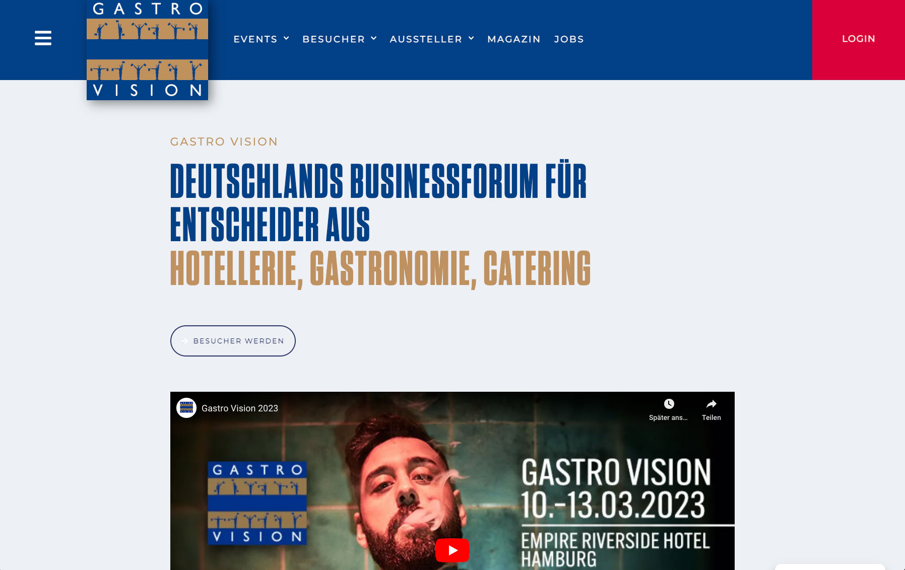 Startseite der Gastronomie-Messe gastro-vision.com