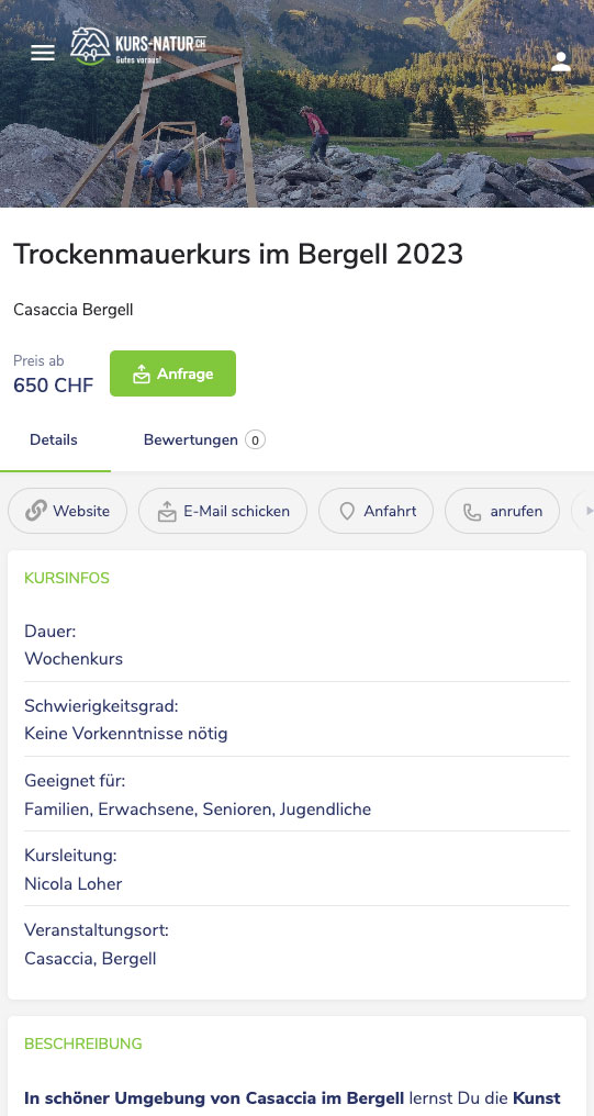 kurs natur schweiz verzeichnis inserat mobil - agentur typowerkstatt.com hamburg